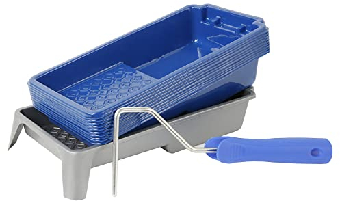 Mister Rui Bac à peinture, plateau à peinture jetable, 1 bac à peinture robuste de 10,2 cm, 1 bac à peinture de 10,2 cm, et 1 rouleau de 10,2 cm, pour basculer facilement entre les couleurs de la