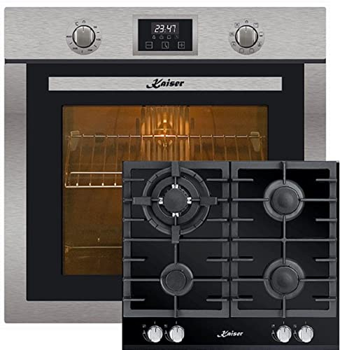 Kaiser Set de cuisinières à gaz Eh 6323+KCG 6380 - Autark, tournebroche, four électrique, 10 fonctions+ plaque de cuisson à gaz encastrable 60 cm, cuisinière à encastrer, 3,8 kW WOK