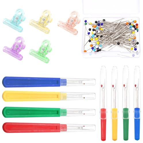 Glarks 538 pezzi di cucitura Ripper, 8 pezzi di cucitura per cucire Rippers con 500 spille da cucito e 30 clip multiuso per cucire colori assortiti per accessori da cucito, accessori per trapuntatura