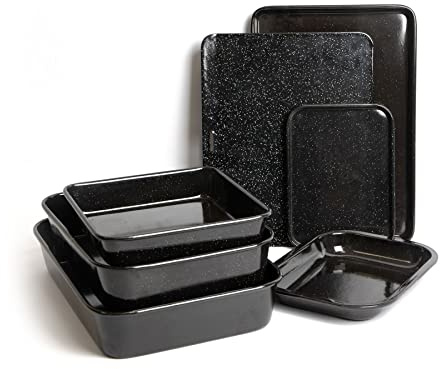 MasterClass 7 Piece Vitreous Enamel Bundle of Roasting Pans and Baking Trays