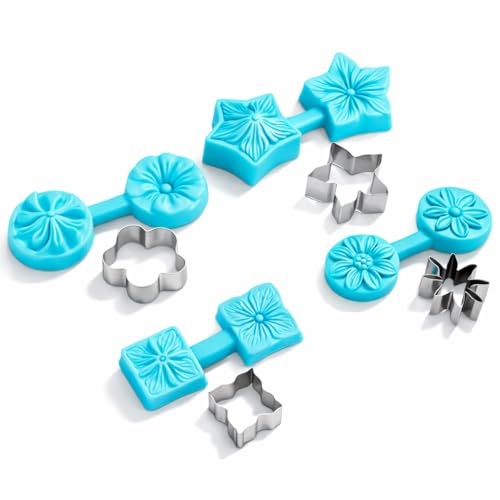 Stampo in Silicone per Fiori, 4 Set Stampo per Cioccolato Fondente Utensili per Stampi da Forno in Silicone Forniture da con Taglierina Stampo per Decorare Caramelle Glassa