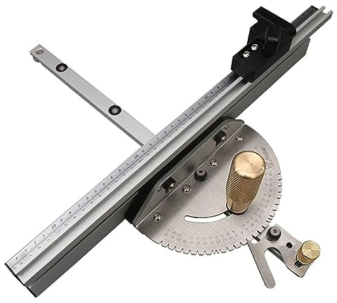 Juego de calibradores de ingletes para sierra de mesa – Barra en T de 450 mm, tope plegable ajustable, tope de ángulo, accesorio indispensable para sierra de mesa, fresadora y fresadora