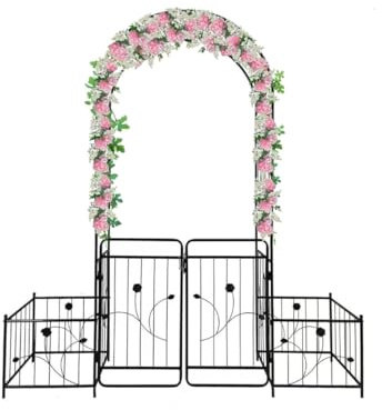 DeFacto DF-RS-57 - Arco para rosas con puerta (202/102 x 50 x 220 cm, metal, con puerta, bloqueable), color negro