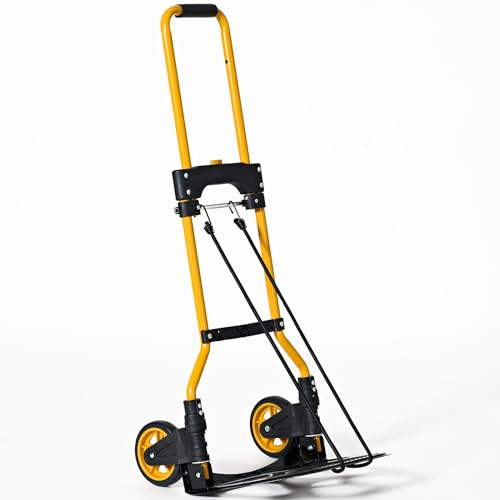 soges Chariots de Manutention Diable Pliable, Chariots à Plateforme, Chariots de Transport Rétractable, Chariots à Colis avec Corde d'Extension, Capacité de Charge Max. jusqu'à 80kg
