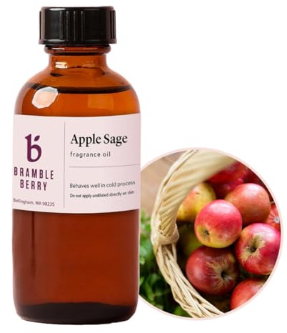 Bramble Berry Apple Sage Fragrance Oil 2 oz | Crisp Fruity Herbal Scent for Soap Making, Candles, Bath Bombs, Lotion & Body Care | Skin Safe, Vegan, Paraben & Phthalate Free, DIY Craft Essential