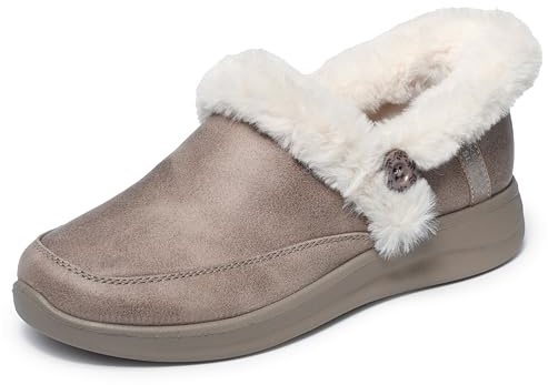 Skechers Damen Cozy Escape Hausschuh, Taupe Performtex/Faux Fur, 38 EU