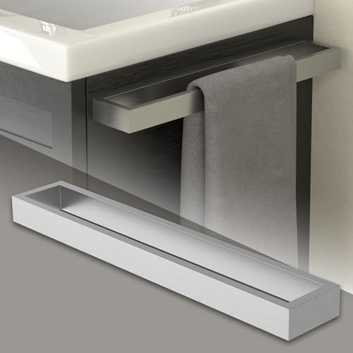 ML-Design Supporto a Parete per Asciugamani Senza Foratura 40 cm Argento in Acciaio Porta Salviette Montaggio a Parete da Appendere Portasciugamani da Attaccare per Bagno e Cucin