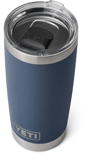 YETI Rambler 20 oz (591 ml) Tumbler with Removable Magslider Lid, Stainless Steel Vacuum Insulated Coffee Cup, Navy