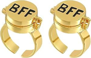 XURJUMI 2 Stück Beste Freunde Für Immer Ring - Süßes Bff-Symbol Einstellbar Offene Kappe Gedenkgeschenk Für Besten Freund
