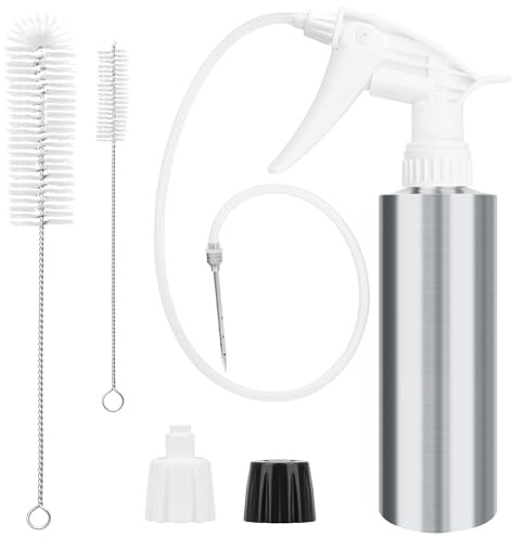 Botella de spray 2 en 1 e inyector de adobo, botella de spray Anglecai con pistola inyectora/manguera/2 agujas de adobo, botella de spray para ahumador de doble funcionalidad e inyector de adobo para