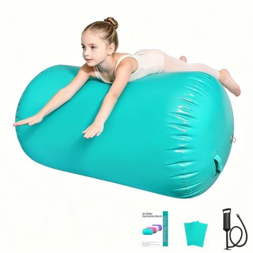 Heipigo Air Roller Gymnastics 60x120cm/80X120cm, Backhandspring Training Inflatable Air Barrel Gymnastics Roller for Tumbling Cheerleading Training Yoga Gym with Manual Air Pump
