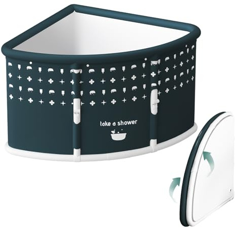 Fukursul Bañera plegable para adultos, con forma de ventilador, grande, independiente, bañera de esquina simple, ahorra espacio y es cómoda para sesiones de spa en casa y más verde
