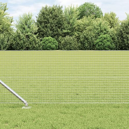 Snsowed Recinzione in Filo saldato con 7 picchetti 0.4x10 m Acciaio zincato,Reti di Acciaio zincato,Recinzione in Filo-3351913