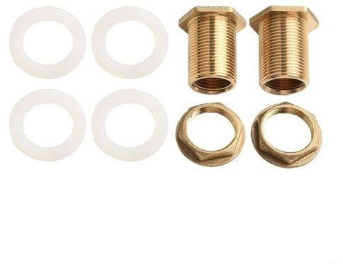 Zilimontt Brass Hex Reducing Adapter with Internal and External Thread for Water Tank Feedthrough, DN15/DN20/DN25 Size, 2-Pack(DN20)