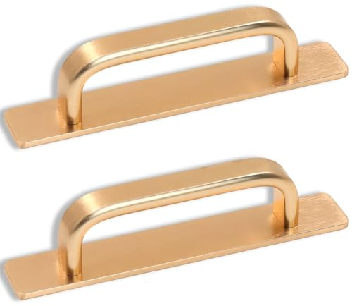 ATTEEFI 2 Pezzi Maniglia Porta Scorrevole, Autoadesivo D'oro Maniglie per Mobili Cucina, 180 mm Maniglie Armadio Camera da Letto, con 2 Strisce Autoadesive, per Armadi, Guardaroba, Porte Interne