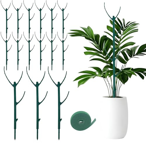 15 Pack Stackable Plant Support Stakes, Climbing Plant Support Pole, Philodendron Garden Stakes for Potted Plants, Plant Holder Stick for Monstera, Pothos