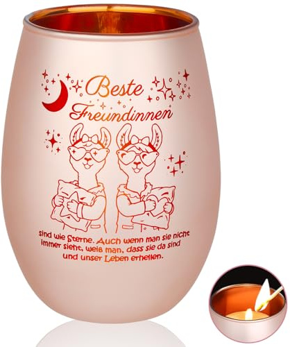 Portavelas de vidrio para mejores regalos de amiga: portavelas de alpaca con grabado, portavelas regalos personalizados para novia, portavelas BFF Tealight, ideas de regalo para mujeres novias para