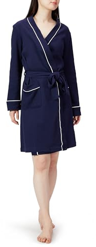 Amazon Essentials Damen Leichter Waffel-Bademantel, Mittellang (Erhältlich In Übergröße), Marineblau, M