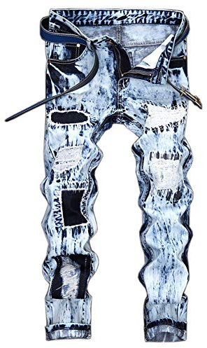 Jeans Déchiré pour Homme,Droit Stretch Slim Fit Denim Pantalon Fashion Rétro Jeans Trou Cassé Biker Jeans avec Muti-Poches,Jeans de Travail,Pantalons Décontractés pour Quotidien Sport Voyage C 38W