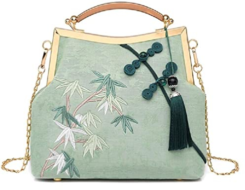 DANLINI Bolsos De Embrague Con Borlas Bordadas Para Mujer, Bolso De Noche, Fiesta, Baile, Nupcial, Boda, Bandolera Con Flores, Color Verde