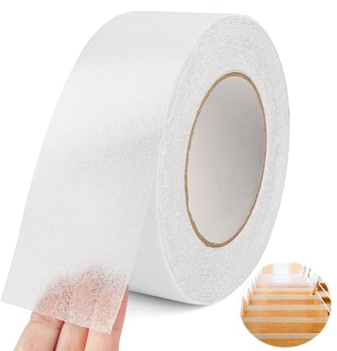 Nastro Antiscivolo per Gradini 5cm*10m, Strisce Antiscivolo per Scale, Impermeabilizzazione Antiscivolo Scale, Previene Le Cadute Degli Anziani, Dei Bambini e Degli Animali Domestici (Bianco）