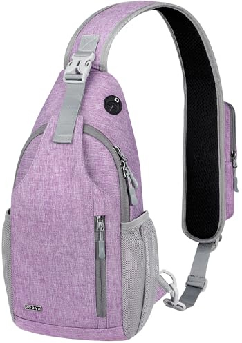Voova Sling Bag Crossbody Backpack for Men Women,Purple | Waterproof Small Chest Shoulder Cross Body Bag Travel Hiking Casual Daypack