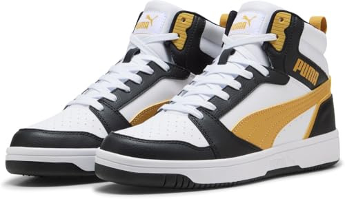 PUMA REBOUND V6, Unisex Sneaker, PUMA WHITE-ARCHIVE GOLD-PUMA BLACK,