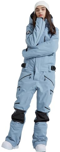 HOUZONIY Traje de nieve para hombre y mujer, snowboard, mono de una pieza, impermeable, resistente al viento, invierno cálido, mono de esquí de una pieza, para senderismo y escalada, 724-azul, M
