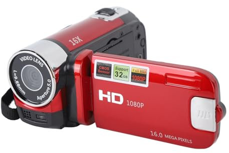 Yunir Videokamera-Camcorder, Digitalkamera-Recorder, Full HD 4K, 30 FPS, 48 MP, 2,7 Zoll, 16-facher Digitalzoom, Vlogging-Kamera-Recorder, mit USB-Kabel (Rot)
