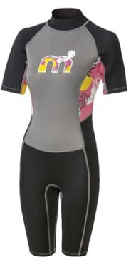 Mistral Damen 2mm Neopren-Shorty mit Reißverschluss am Rücken, Schwimm, Stand-Up-Paddeling, Schnorcheln, Surf Anzug, grau/schwarz (M)