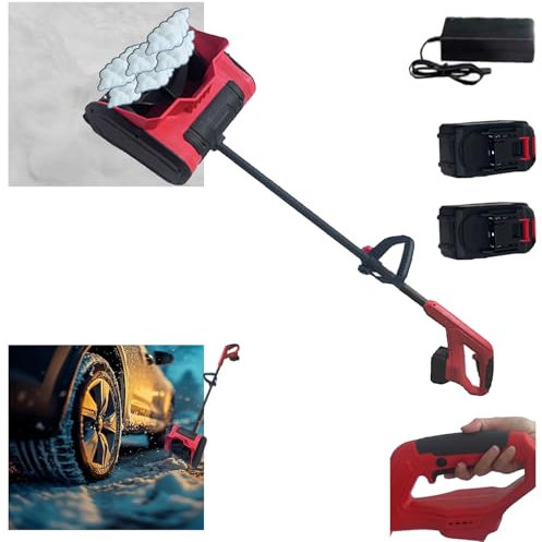 Hooha Elektrische Schneeschaufel mit Zusatzhandgriff 15cm Arbeitshöhe & 32cm Arbeitsbreite & 15cm Schneebürste Leichtes Gewicht Kontinuierliches 21V Schaufeln Schnelles Effizient Schneeräumgeräte