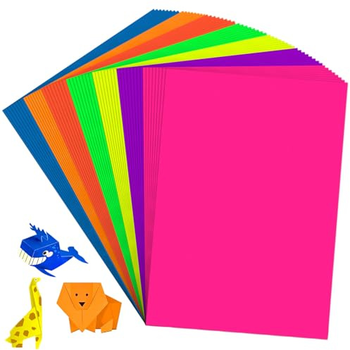 Papier Cartonné Couleur A4, 56 Feuilles 250 g/m Papier Cartonné Coloré A4, 7 Couleurs Papier Couleur pour la découpe, l'école, l'éducation, DIY, le bricolage.