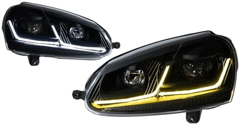 VOALVT Faro Proiettore Anteriore Per Vw Per Sagitar Per Golf 5 2006-2011 Fari Anteriori A LED DRL Indicatori Di Direzione Abbaglianti Angel Eye Lente Proiettore