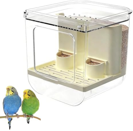 Pcmursal No Mess Bird Feeder for Cage, Hanging Bird Bath for Cage for Lovebirds, Finches, Parakeets, Budgies, and Other Small to Medium Birds