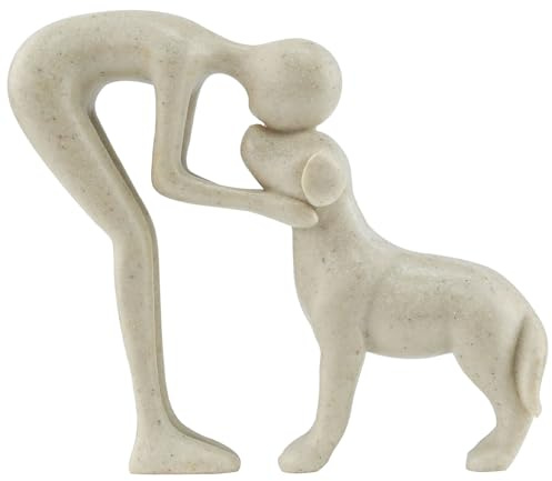 DARENYI Estatua de Hombre y Perro, Escultura en Piedra Arenisca Decoración del Hogar, Figura Canina Decorativa, Regalos de Memoria de Perros, Figura para Estantería, Dormitorio, Escritorio de Oficina