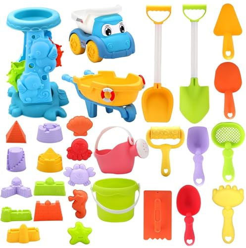 Set Di Giocattoli Da Sabbia- 35*19*23 Cm Set Da 30 Pezzi Divertente Scavare | Esplorare E Costruire | Giocattoli Da Spiaggia E Sabbia | Per Bambini E Famiglia, Attività All'Aperto