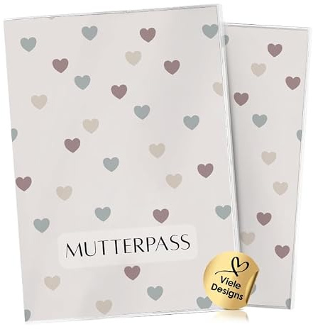 Cozy Racoon Étui pour carnet de maternité en 3 pièces pour carnet de maternité allemand - Étui de qualité supérieure pour votre carnet de maternité, Petits cœurs, Deutschland Mutterpass
