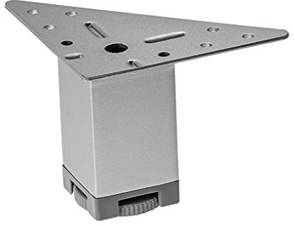 Gedotec Moderner Sockelfuß Möbelfuß höhen-verstellbar MARIE aus Metall | Höhe 70 mm | Schrankfuß mit Regulierschraube | Design Verstellfuß verchromt matt | Eckfuß mit Dreieck-Anschraubplatte | 1 Stück