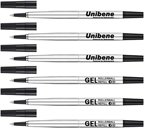 Unibene Parker kompatible Tintenroller-Ersatzminen für IM-Sonnet Urban Stifte, 0,7 mm, mittlere Spitze, Schwarz, glattes Schreiben, austauschbare deutsche Gel-Tintenpatronen, 6 Stück