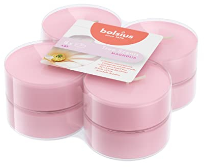 Bolsius True Scents – 8 Teelichter Maxi Duft – Magnolie – Lange Brenndauer von 8 Stunden – Natürliche Extrakte – Veganes Wachs – Ohne Palmöl