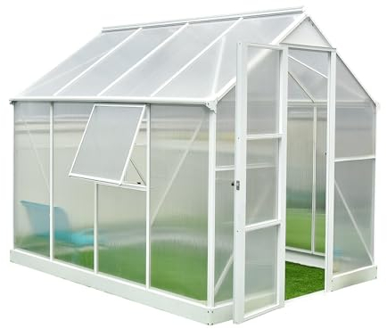 WESTMANN Gewächshaus Dorado 6 m² | 190x314x214 cm Weiß | Aluminium Pflanzhaus für den Garten | Treibhaus inklusive Dach- und Seitenfenster