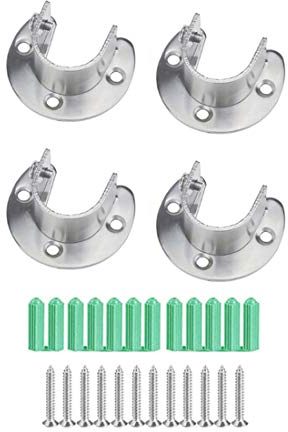 Concisea 4 Stück Edelstahl U-förmige Halterung,Kleiderstangenhalter Halterung,Stangenende Halterung Unterstützung Closet Pole Sockets für Schrank Duschvorhangstange.(Silber)