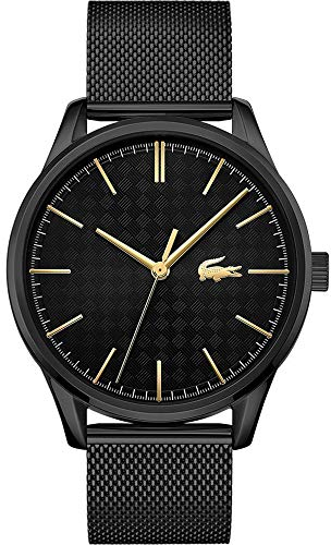 Lacoste Analog Quarzuhr für Herren Kollektion Vienna mit Schwarzes Edelstahl-Mesh-Gliederarmband - 2011105