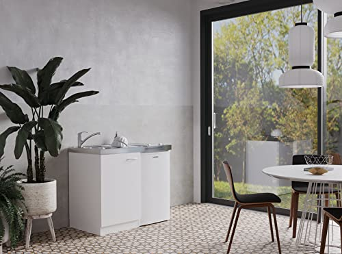 respekta Küche Miniküche Singleküche Küchenzeile Pantry Weiß Levin 100 cm