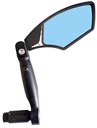 Hafny 2021 NEW Bar End Bike Mirror, HD Automotive Grade Glass Lens, Large Surface, Shatterproof, Multi-Angle Adjustable, E-Bike Mirrors, HF-M900-FR05 (HF-M900RB-FR05 (Right, Blue Glass))