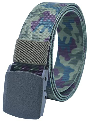 YEHMAN Nylonduk andningsbar militär taktisk midjebälte för män med plastspänne 120 cm, Grön kamouflage, 130