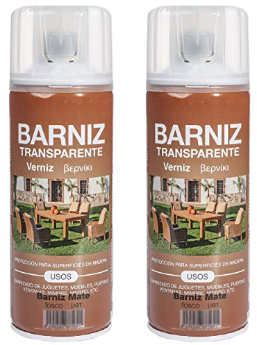 Etrexonline Pintura Spray Multicolor Profesional 400ml Adecuado Metal Madera y Plástico - Color Barniz Mate (Paquete de 2)