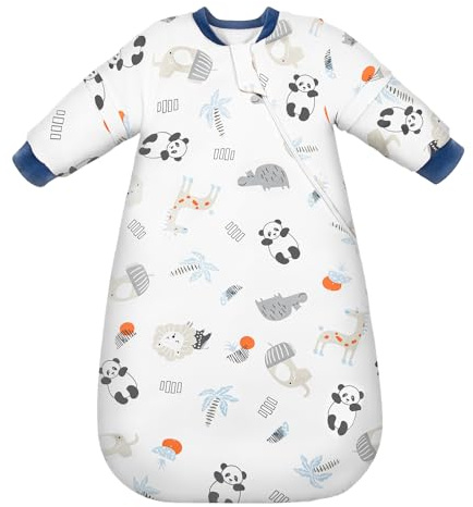 MIKAFEN Baby Sleeping Bag Winter 3.5 tog with removable sleeves, 100% cotton sleeping bag with arms,Lion&Pandar 68-80cm/6-14 Monate