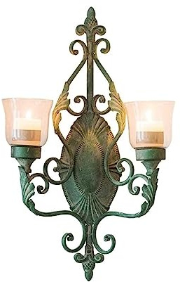 OXOAMP Candeleros Vela Grande Retro for Colgar en la Pared, lámpara de Viento, Hierro Forjado, Antiguo jardín, Patio, Corte francés, Bougeoir, Regalo, luz de té Regalo de acción de Gracias