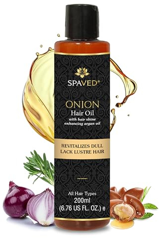 Spaved Onion Hair Oil 200ml - Nourishing Hair & Scalp Oil with Rosemary, Argan & Jojoba - Supports Hair Fall Control, Itchy Scalp -Herbal, Paraben-Free Oil for Stronger-Looking Hair